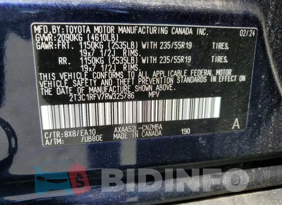 2T3C1RFV7RW325786 Photo# 13