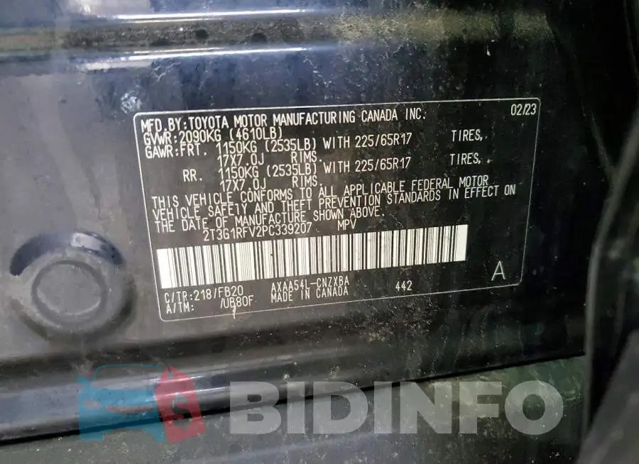 2T3G1RFV2PC339207 Photo# 14