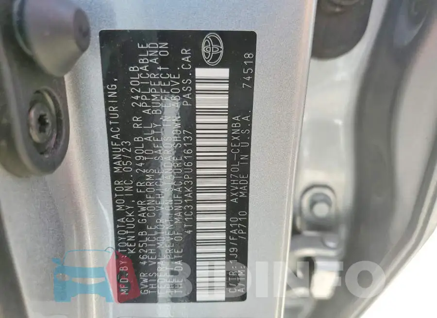 4T1C31AK3PU616137 Photo# 13