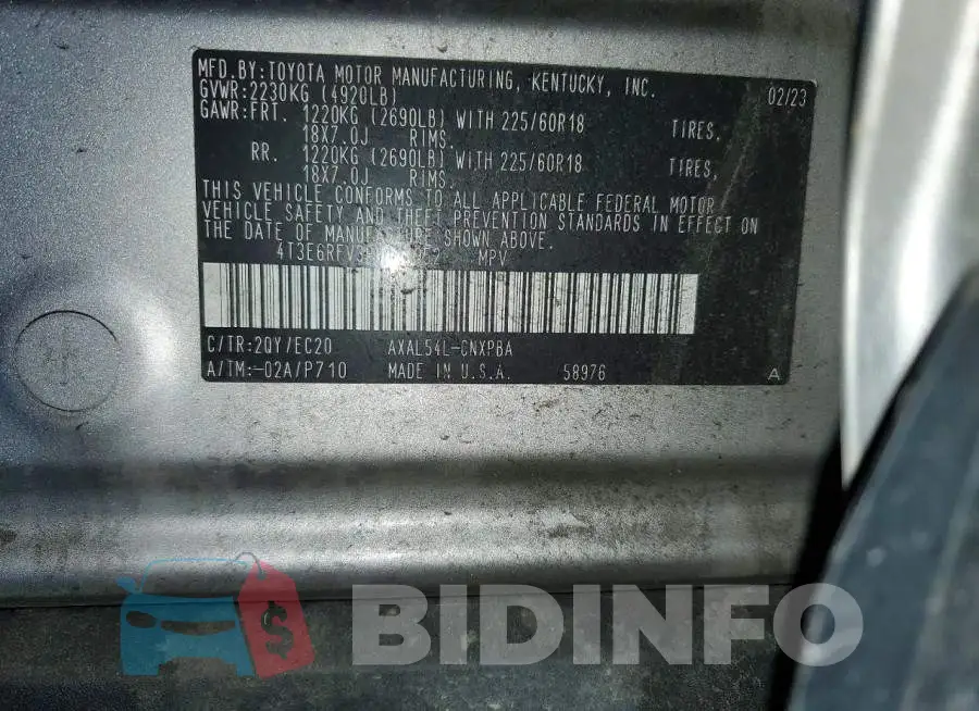 4T3E6RFV3PU111952 Photo# 14