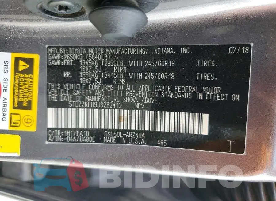 5TDZZRFH9JS282412 Photo# 13