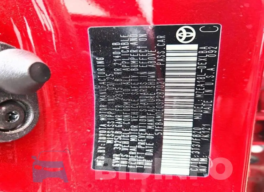5YFB4MDE0SP287021 Photo# 13
