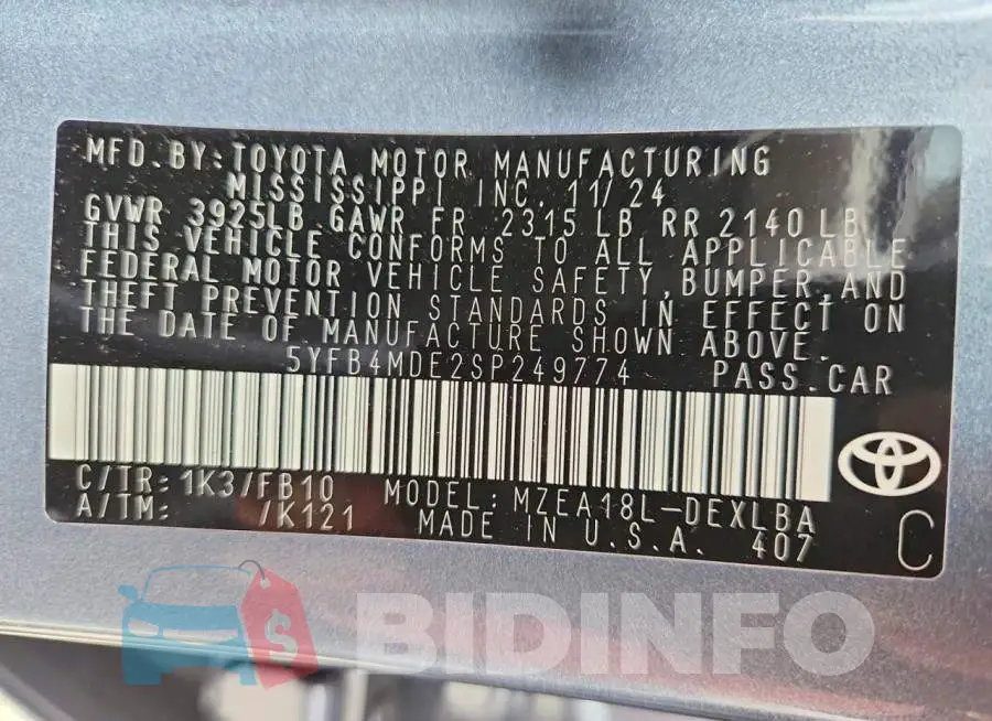 5YFB4MDE2SP249774 Photo# 12