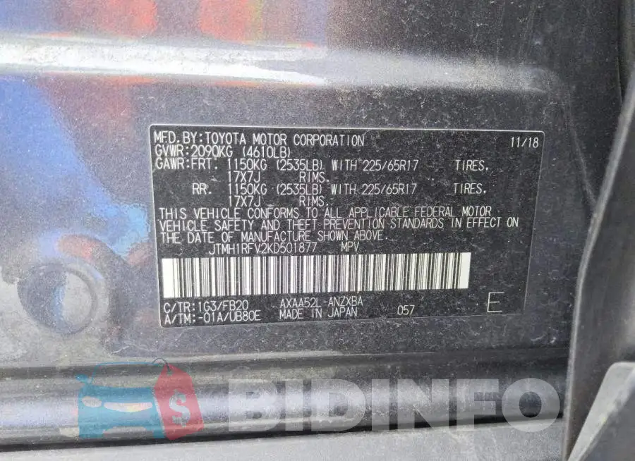 JTMH1RFV2KD501877 Photo# 13