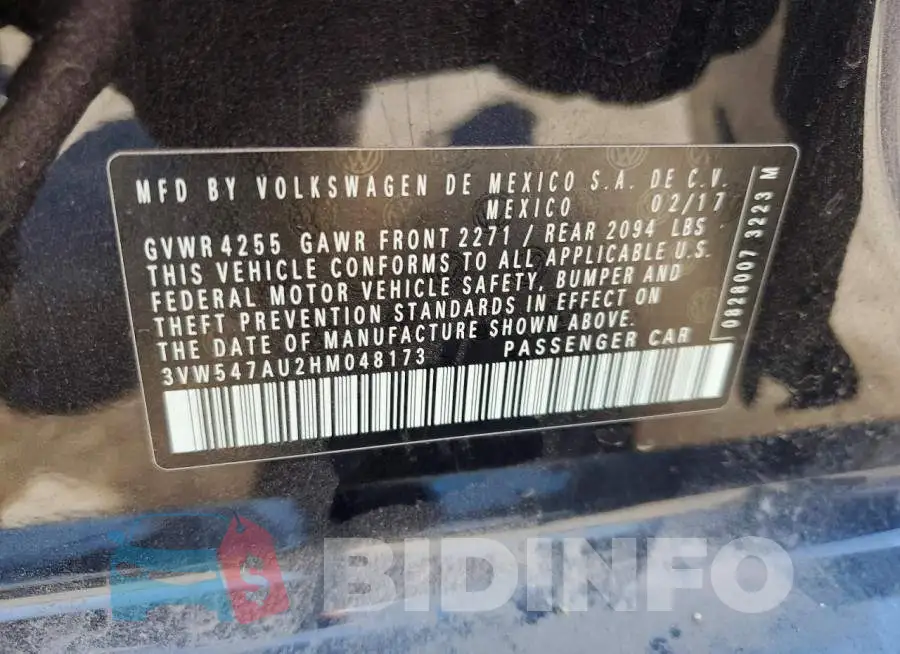 3VW547AU2HM048173 Photo# 12
