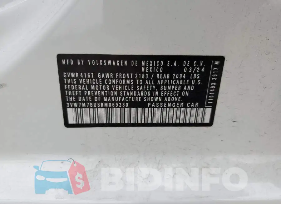 3VW7M7BU8RM069280 Photo# 12