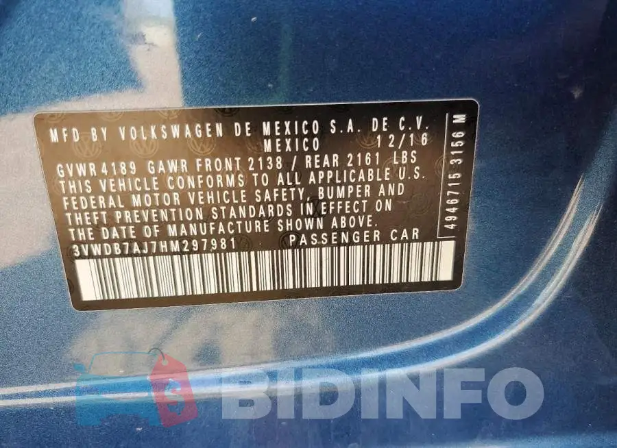 3VWDB7AJ7HM297981 Photo# 12