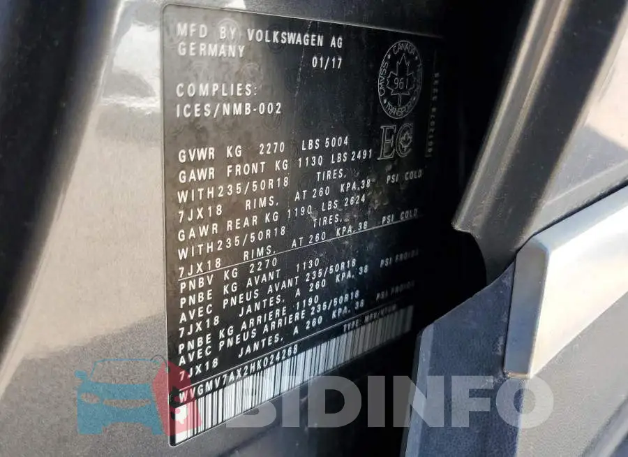 WVGMV7AX2HK024268 Photo# 14