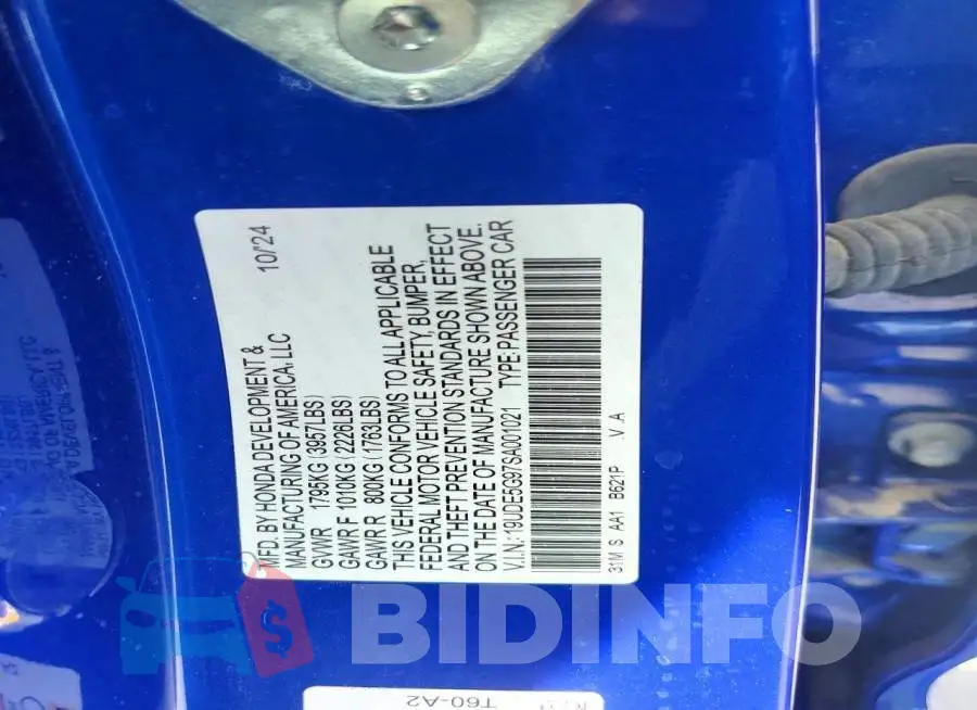 19UDE5G97SA001021 Photo# 12