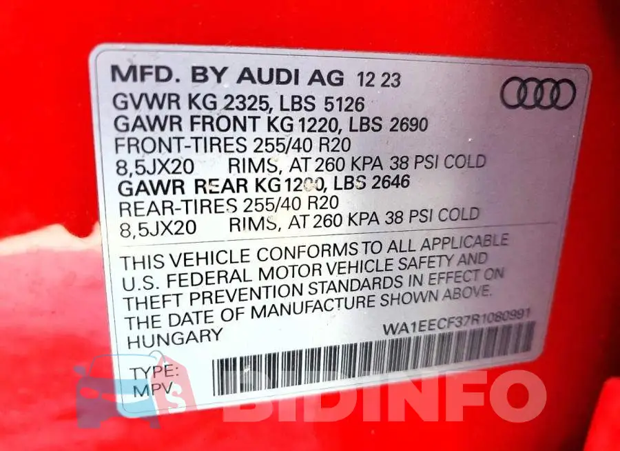 WA1EECF37R1080991 Photo# 13