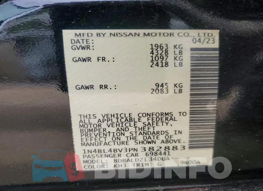 1N4BL4BV3PN382883 Photo# 13