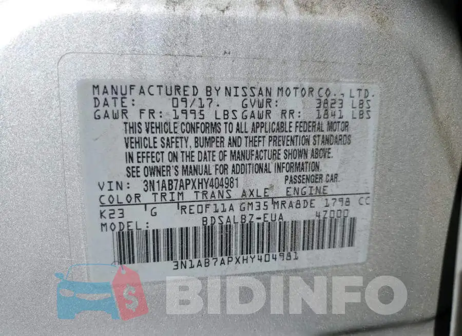 3N1AB7APXHY404981 Photo# 12