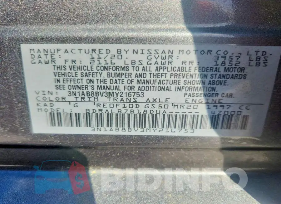 3N1AB8BV3MY216753 Photo# 12