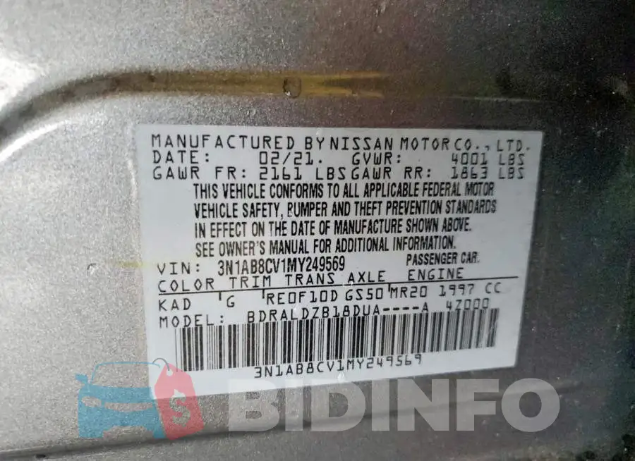 3N1AB8CV1MY249569 Photo# 13