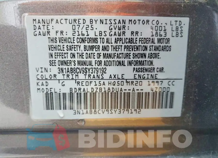 3N1AB8CV9SY379192 Photo# 12