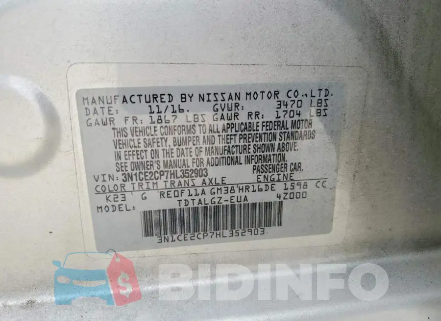3N1CE2CP7HL352903 Photo# 12