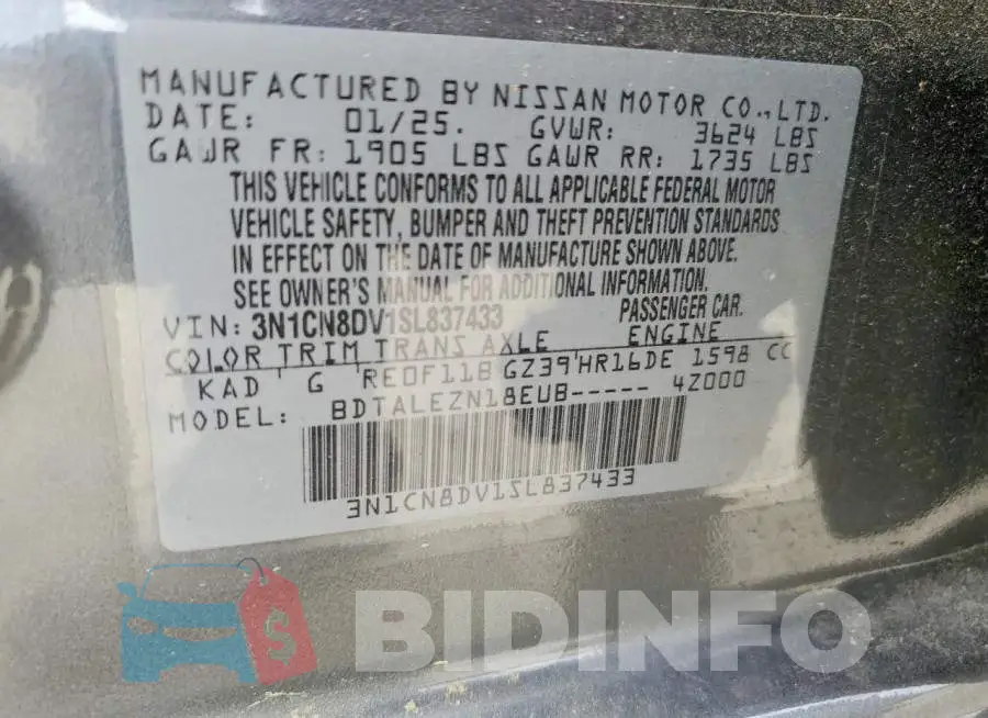 3N1CN8DV1SL837433 Photo# 12