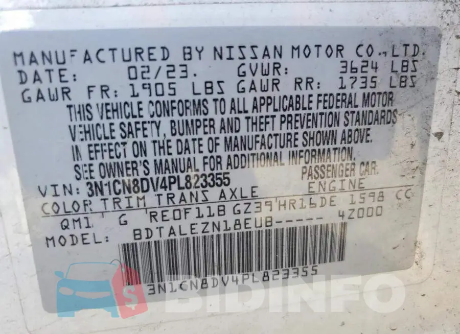 3N1CN8DV4PL823355 Photo# 13
