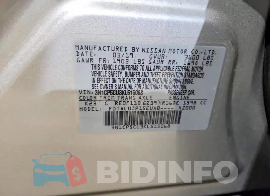 3N1CP5CU3KL515068 Photo# 14