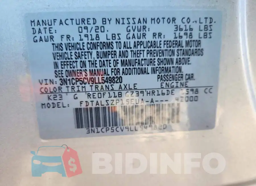 3N1CP5CV9LL549820 Photo# 12