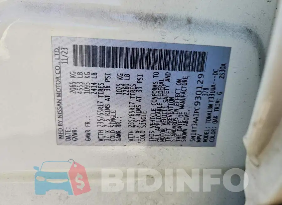 5N1BT3AA1PC930129 Photo# 13