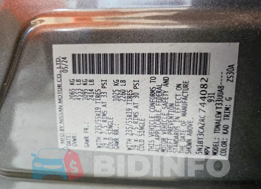 5N1BT3CA2RC744082 Photo# 14
