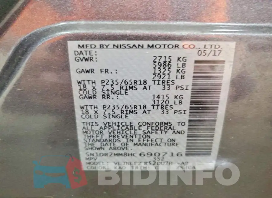 5N1DR2MM8HC690716 Photo# 14