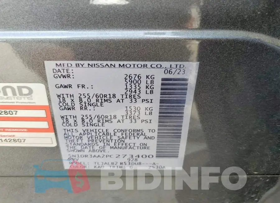 5N1DR3AA2PC273400 Photo# 13