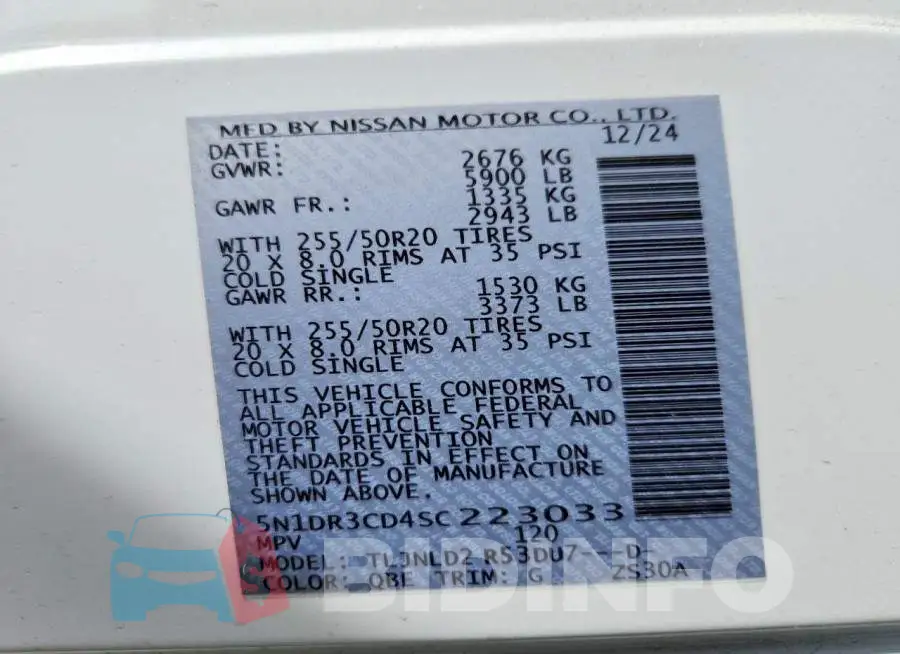 5N1DR3CD4SC223033 Photo# 13