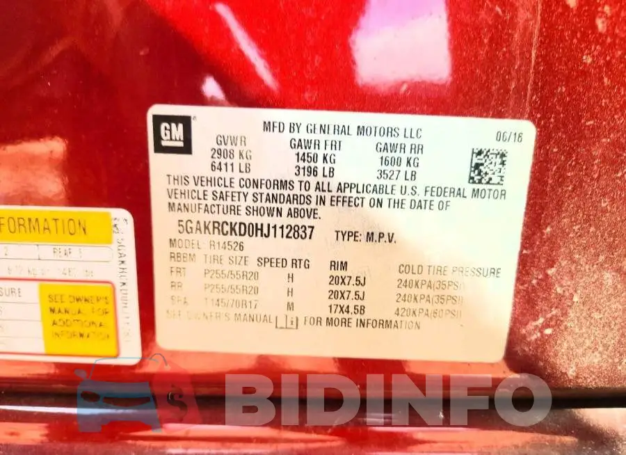 5GAKRCKD0HJ112837 Photo# 13