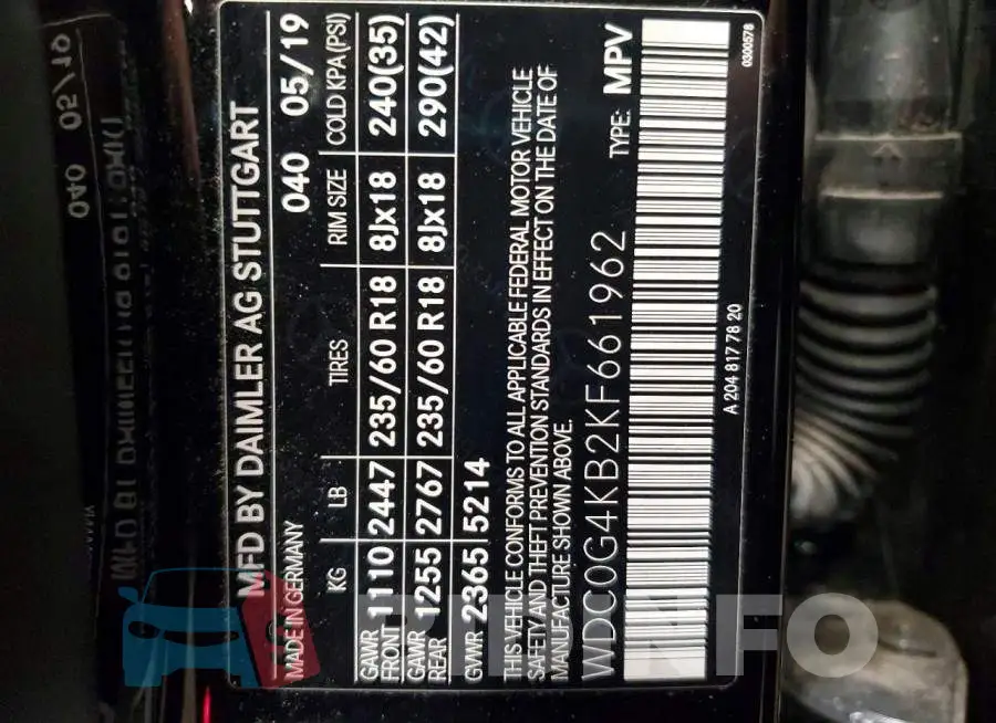 WDC0G4KB2KF661962 Photo# 13