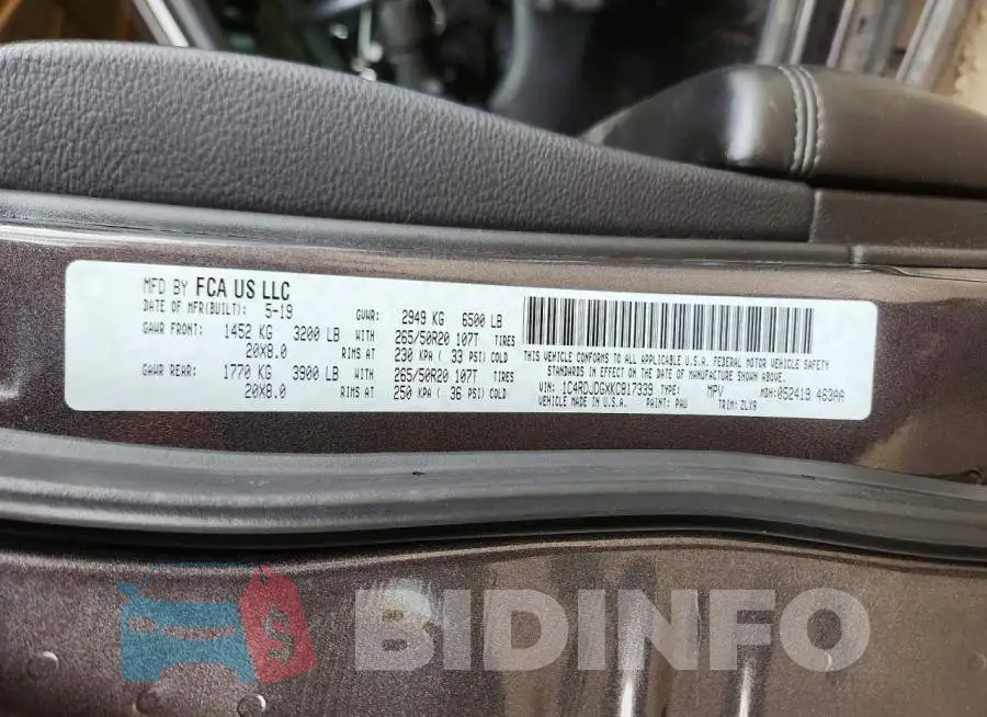 1C4RDJDGXKC817339 Photo# 14