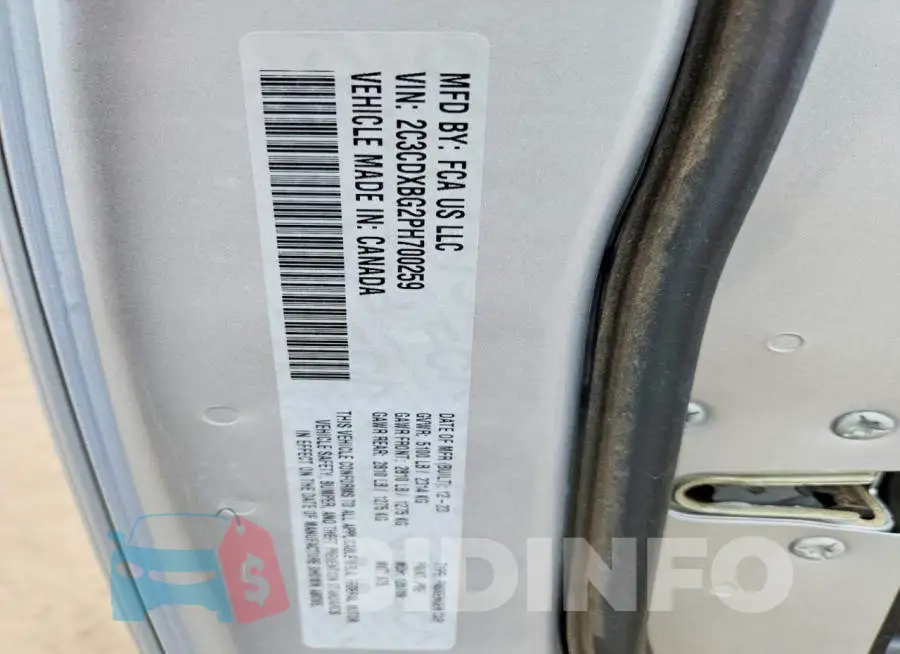 2C3CDXBG2PH700259 Photo# 12