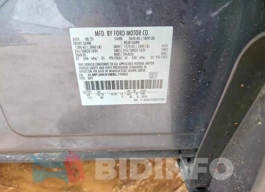 2LMPJ8K91MBL13682 Photo# 13