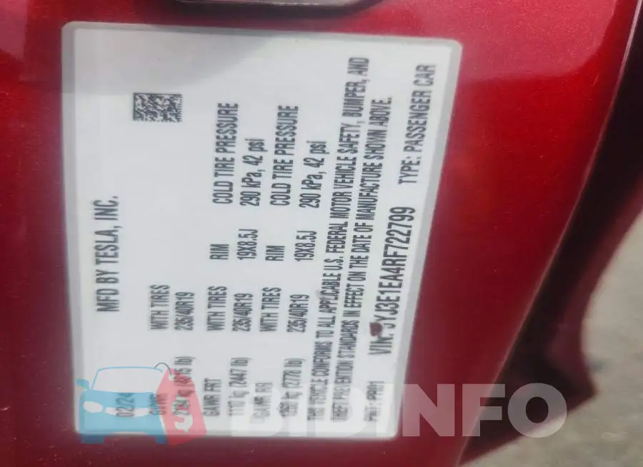 5YJ3E1EA4RF722799 Photo# 12