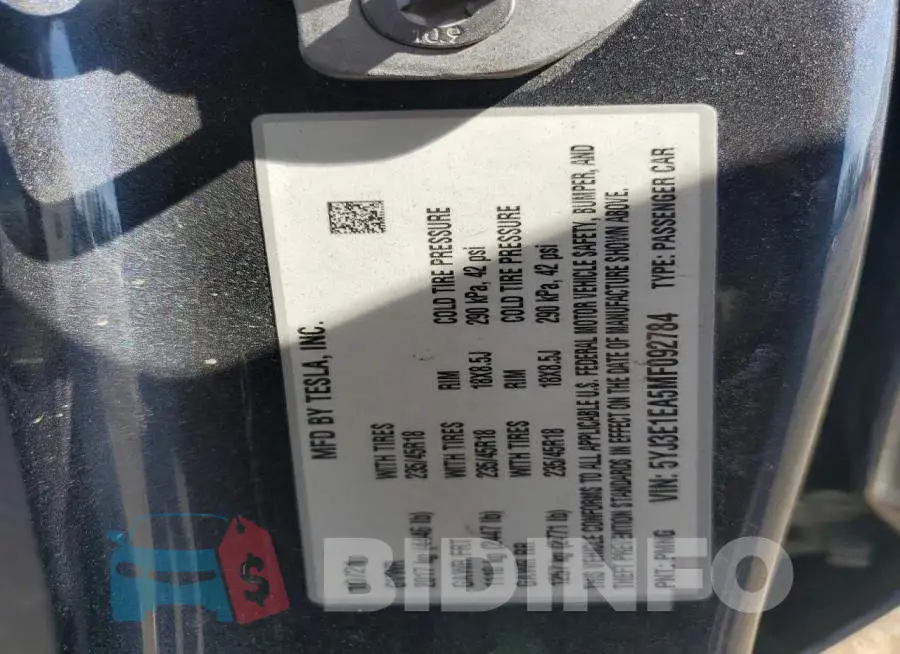 5YJ3E1EA5MF092784 Photo# 12