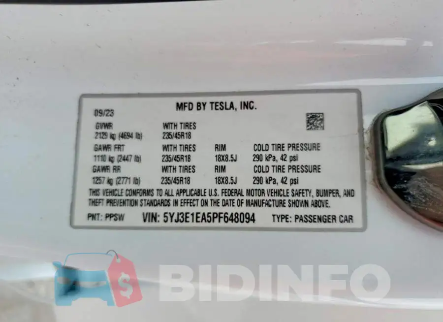 5YJ3E1EA5PF648094 Photo# 12