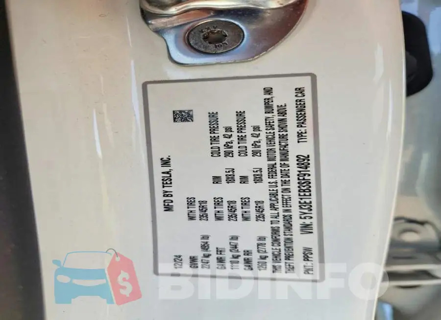 5YJ3E1EB3SF914892 Photo# 12