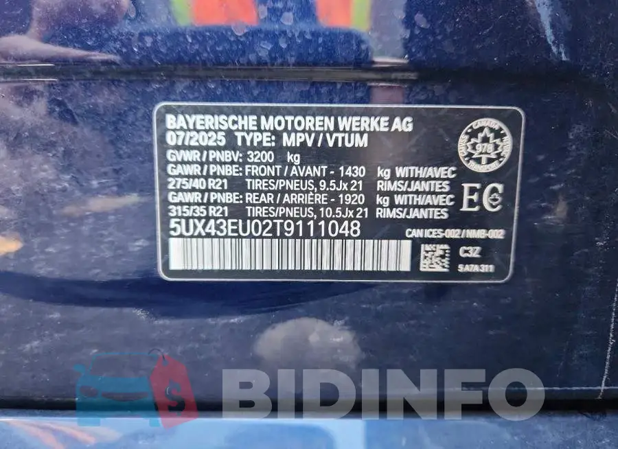5UX43EU02T9111048 Photo# 14