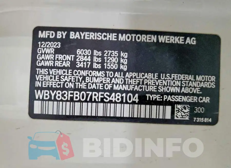 WBY83FB07RFS48104 Photo# 12