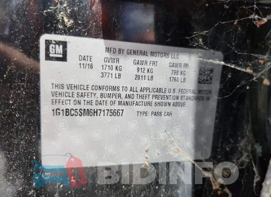 1G1BC5SM6H7175667 Photo# 12