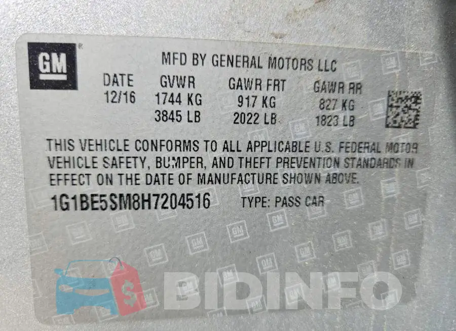 1G1BE5SM8H7204516 Photo# 13