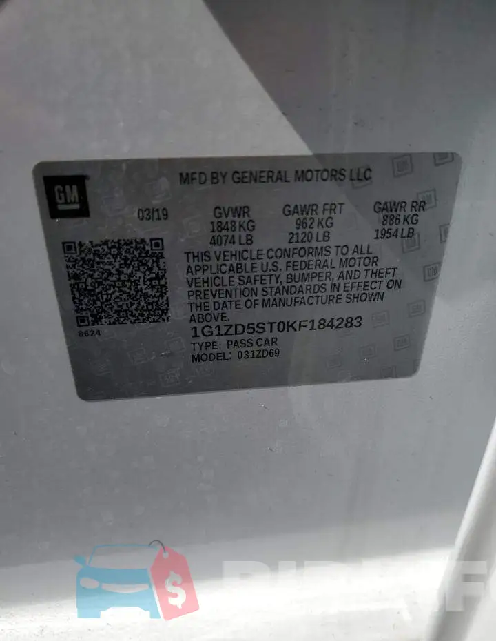 1G1ZD5ST0KF184283 Photo# 12