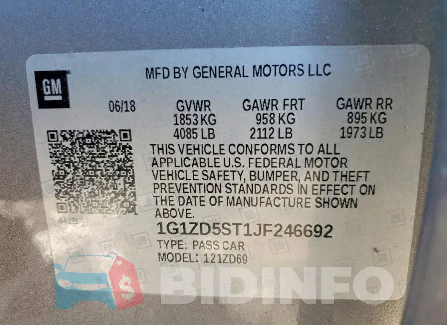 1G1ZD5ST1JF246692 Photo# 12
