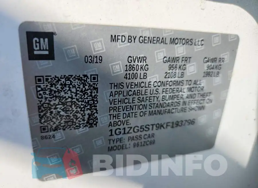 1G1ZG5ST9KF193796 Photo# 12