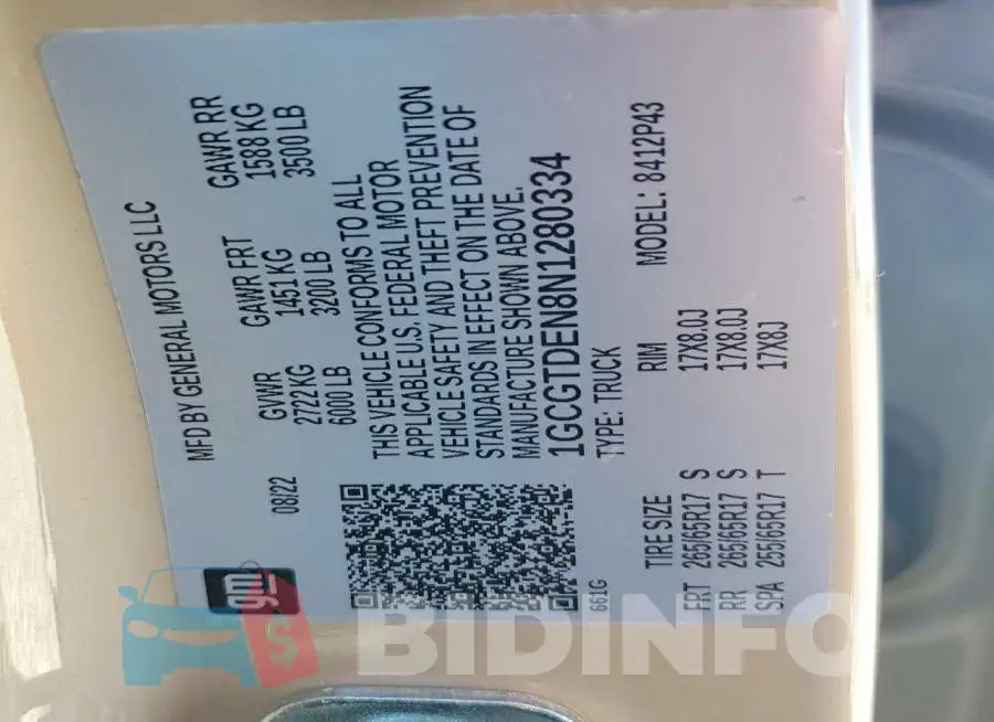 1GCGTDEN8N1280334 Photo# 12