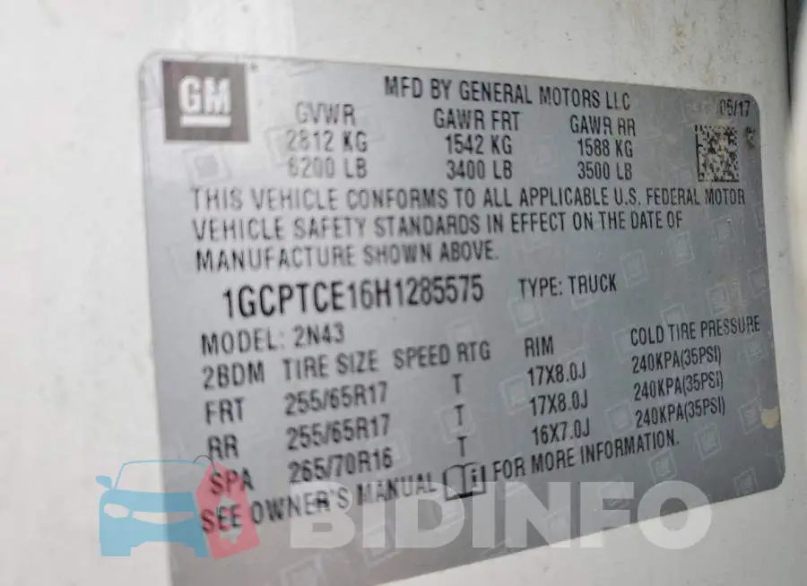 1GCPTCE16H1285575 Photo# 12