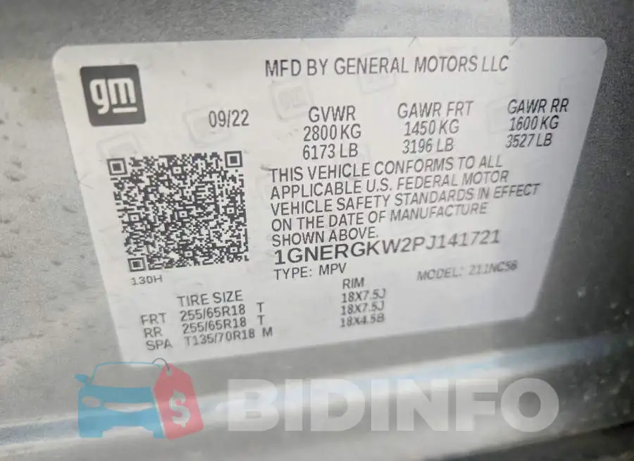 1GNERGKW2PJ141721 Photo# 14