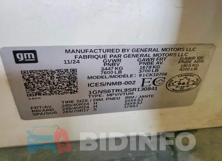 1GNS6TRL9SR130841 Photo# 14