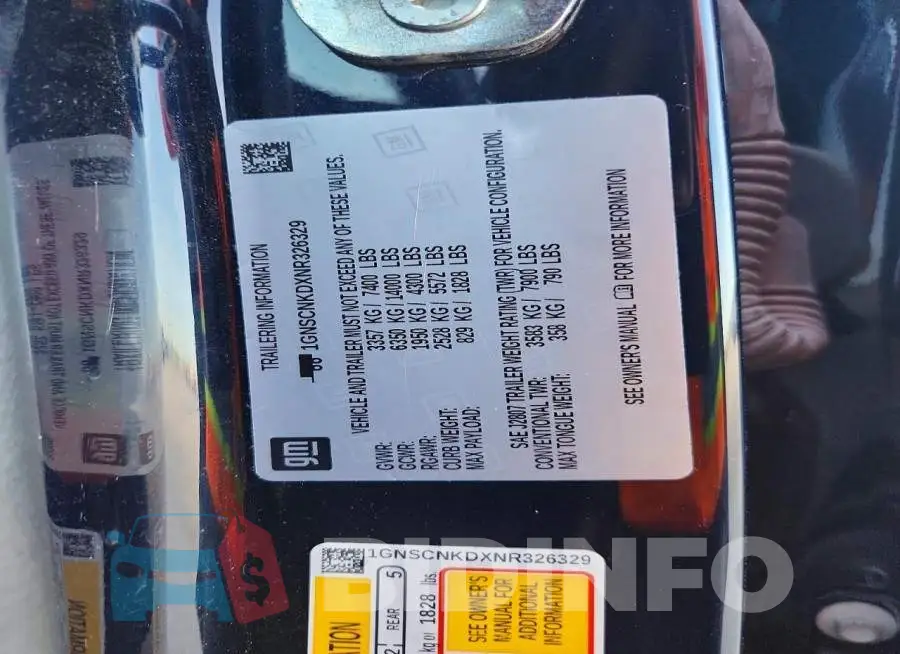 1GNSCNKDXNR326329 Photo# 13